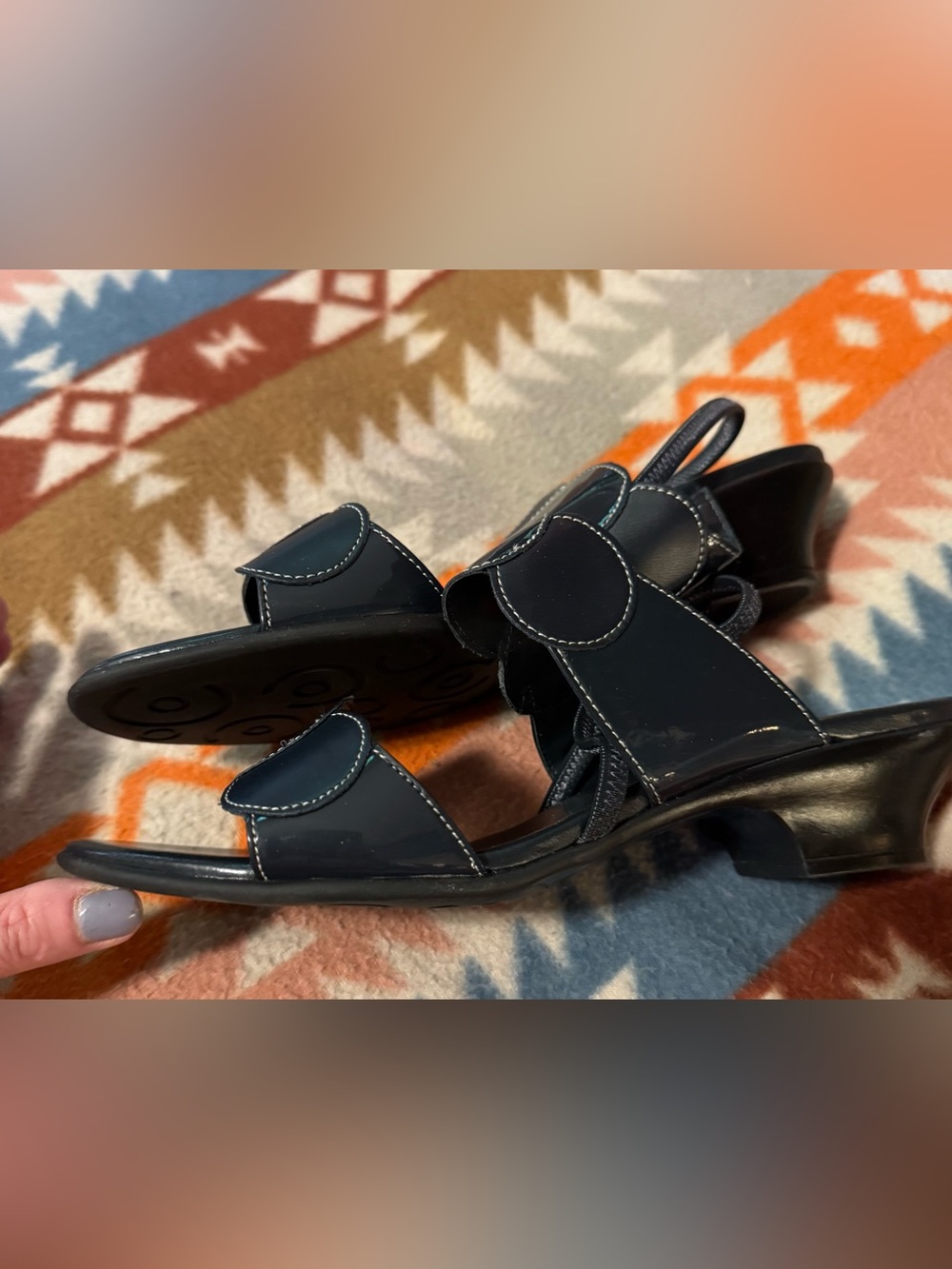 Classic Elements Navy Leather Slip-On Sandals - Picture 4 of 6